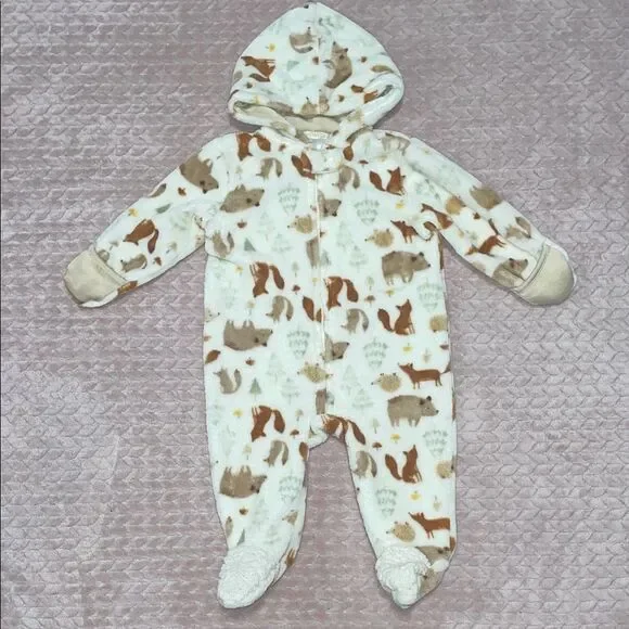 Chickpea Forest Animal Print Baby One Piece Coat - Picture 1 of 3